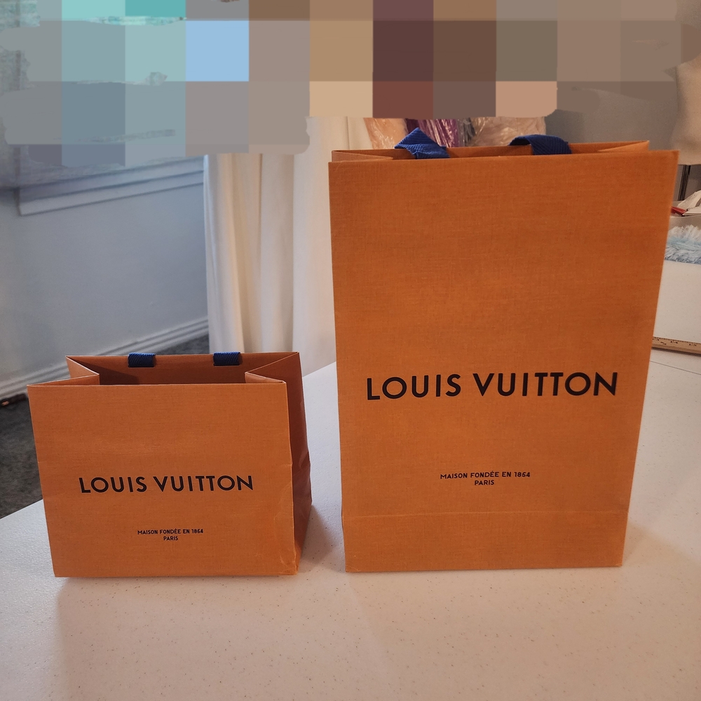 Louis Vuitton Orange Gift Bags with Blue Handles